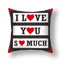 Federa per cuscino San Valentino in peluche con scritta artistica I Love You So Much - 45x45cm Peluche Corto / I Love You So Much (22DM16-5)