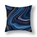 Modern abstract marble pillowcase in royal blue and purple with golden metallic accents - Indigo Purple Gold Agate Texture (22SX33-26)