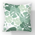 Square plush pillowcase with tropical monstera leaf print in green and purple tones - Pillowcase Only - Colored Monstera Pattern (23CR8-3)