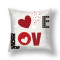Federa in peluche corto con scritte LOVE e motivi a cuore rosso - 45x45cm Peluche Corto / Arte del Collage LOVE (22DM16-7)
