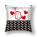 Federa quadrata in peluche corto con stampa 'Sending Hugs & Kisses' e cuori rossi - 45x45cm Peluche Corto / Sending Hugs (22DM16-8)