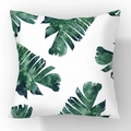 Short plush square cushion cover featuring tropical green banana leaf watercolor print - Pillowcase Only - Hand Painted Banana Leaf Pattern (23CR8-6)