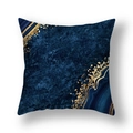 Navy blue marble throw pillow cover with gold foil accents and luxurious geometric pattern - Deep Blue Gold Glow Marble (22SX33-29)