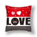 Federa per cuscino di San Valentino con scritta LOVE e motivi di uccelli del cuore - 45x45cm Peluche Corto / LOVE Righe a Pois (22DM16-9)