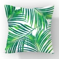 White square cushion cover featuring a vibrant green tropical palm leaf print - Pillowcase Only - Fresh Palm Leaf Pattern (23CR8-7)