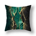 Modern emerald green marble pillowcase with gold geometric lines on white background - Dark Green Gold Line Marble (22SX33-31)