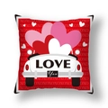 Federa quadrata per San Valentino con auto a cuori rossi e decorazione XOXO - 45x45cm Peluche Corto / Love You Auto Rossa (22DM16-11)