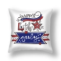 Detail des Kissenbezugs zum 4. Juli mit Happy 4th of July Text und Sternenmotiven - Happy 4th of July Medaille Stil (23DM1-1)