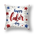 Detail of happy labor day pillow cover with watercolor stars and red blue text - 45x45cm (Single Cover) / Happy Labor Day Watercolor Stars Style (23DM1-5)