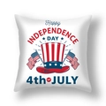 Close-up of July 4th Independence Day pillowcase with stars, stripes, and festive motifs - 45x45cm (Single Cover) / Top Hat and Flags Happy Independence Day Style (23DM1-8)