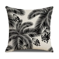 Minimalist linen pillowcase with black palm leaf and berry print on beige fabric - Palm Leaf and Berry Style (23YM10-3)