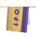 Absorbent yellow and purple sand-free beach towel featuring SPORT IS POWER print - 80x160cm / Yellow