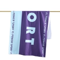 Microfiber beach towel in light blue and purple with Sport Is Power text design - 80x160cm / Dark Blue