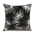 Linen blend square pillow cover featuring black palm leaf print on cream background - Large Palm Leaf Pattern Style (23YM10-6)
