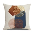 Morandi abstrakter geometrischer Kissenbezug aus Leinen mit blau-goldenen Mustern - 45x45cm / Moderner Abstrakt Geometrischer Stil 1 (23YM7-1)