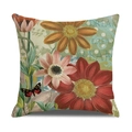 Linen summer flower pillowcase featuring butterfly and blue Dream lettering print - Dream Butterfly Style (23YM13-7)