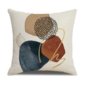 Morandi Minimalistischer Leinen Kissenbezug mit abstrakten Mustern in Blau und Terrakotta - 45x45cm / Moderner Abstrakt Geometrischer Stil 3 (23YM7-3)
