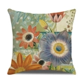 Linen square throw pillow cover with vintage floral print and artistic Wish Dream text - Wish Dream Style (23YM13-8)