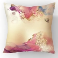 Cuscino quadrato in velluto con arte fluida astratta rosa e oro per arredamento - Rosa Viola Crema Dorato (23CR2-1)