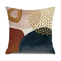 Moderner Morandi abstrakter Leinen Kissenbezug mit goldenen Punkten und Mustern - 45x45cm / Moderner Abstrakt Geometrischer Stil 4 (23YM7-4)
