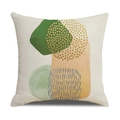 Quadratischer Leinen-Kissenbezug mit abstrakten geometrischen Morandi-Mustern in Grün und Orange - 45x45cm / Moderner Abstrakt Geometrischer Stil 5 (23YM7-5)