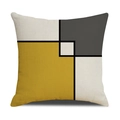 Nordic abstract linen pillow cover with yellow and black geometric patchwork design - Geometric Color Block Style (23YM23-1)