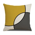 Close-up of geometric linen pillow cover showing woven texture and yellow grey patterns - Arc Stitching Style (23YM23-2)