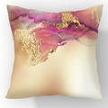 Fodera per cuscino astratta moderna con lamina d'oro e stampa artistica viola - Rosa Viola Beige Foglia Oro (23CR2-3)