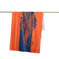 Asciugamano mare ad asciugatura rapida con motivi mandala bohémien arancio e blu scuro - Cavalluccio Marino Animato