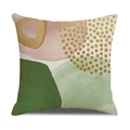 Morandi abstrakter Kissenbezug aus Leinen mit rosa grünen Blöcken und Golddetails - 45x45cm / Moderner Abstrakt Geometrischer Stil 8 (23YM7-8)