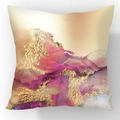 Nordic square cushion cover featuring modern pink and gold fluid art marble pattern - Rose Purple Gold Fluid (23CR2-5)