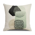Minimalistischer Kissenbezug aus Leinen mit abstrakten geometrischen Mustern in Salbeigrün - 45x45cm / Moderner Abstrakt Geometrischer Stil 9 (23YM7-9)