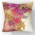 Square Nordic velvet pillow cover featuring magenta and gold marble fluid art print - Rose Gold Beige Marble (23CR2-6)