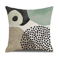 Morandi abstrakter Leinen-Kissenbezug mit salbeigrünen und braunen geometrischen Mustern - 45x45cm / Moderner Abstrakt Geometrischer Stil 10 (23YM7-10)