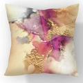 Abstract purple and gold alcohol ink pattern on soft plush decorative throw pillow case - Ink Deep Purple Gold Foil (23CR2-8)