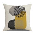 Minimalistischer Kissenbezug aus Leinen mit abstrakten geometrischen Mustern in Gelb - 45x45cm / Moderner Abstrakt Geometrischer Stil 13 (23YM7-13)