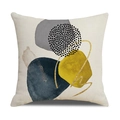 Abstrakter Morandi Kissenbezug aus Leinen mit gelben und blauen Geometrie-Mustern - 45x45cm / Moderner Abstrakt Geometrischer Stil 15 (23YM7-15)