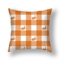 Easter throw pillow cover with orange bunny silhouette and classic plaid pattern - Orange White Plaid Rabbit Style (22DM9-2)