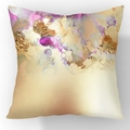 Square velvet pillow with abstract gold and purple marble pattern for home decor - Purple Gold Ink Quicksand (23CR2-12)