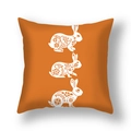 Easter linen throw pillow case in bright orange with floral pattern white rabbits - Orange Vertical Three Rabbits Style (22DM9-3)