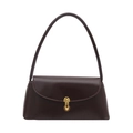 Bolso baguette retro marrón chocolate con diseño minimalista y hebilla dorada chic - Marrón Oscuro