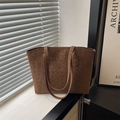 Grand sac cabas léopard en daim vintage avec de longues anses pour le quotidien - Marron