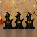 Halloween LED-Baumstumpflaternen-Set mit RIP-Grabstein und leuchtenden Gesichtern - 3-teiliges Set Leuchtender Geisterbaum