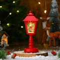 Lanterna di Natale rossa vintage con Babbo Natale e luce calda su base innevata - Babbo Natale Rosso