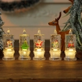 Set of 5 light-up Christmas candle ornaments with swirling glitter and festive figures - Random