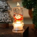Candela LED natalizia con glitter e miniatura di Babbo Natale per decorazioni feste - Scatola Regalo Babbo Natale