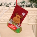 Calcetín de Navidad grande de arpillera con reno 3D y adornos festivos rojos - Estilo Reno (32*19cm)