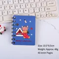Mini taccuino a spirale A7 blu con renna di Natale e scritta Merry Christmas - Blu