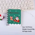 Taccuino natalizio A7 portatile con Babbo Natale, 10,5x8,5cm, 40 fogli con spirale - Verde