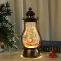Vintage bronze Christmas lantern with swirling glitter and Santa scene LED light - Rotating Santa and Tree